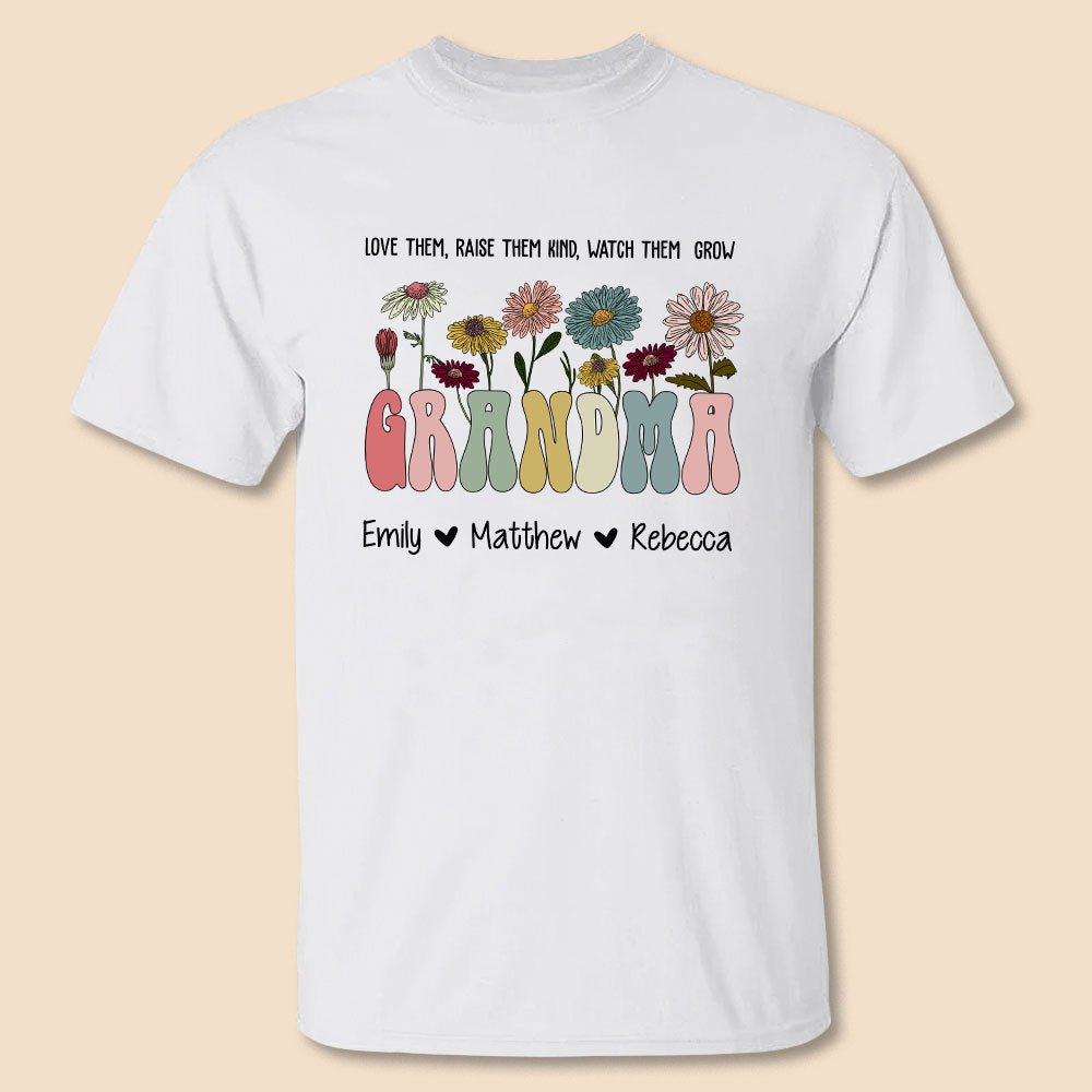 Grandma Flowers Colors - Personalized T-Shirt/ Hoodie - Best Gift For Grandma - Giftago