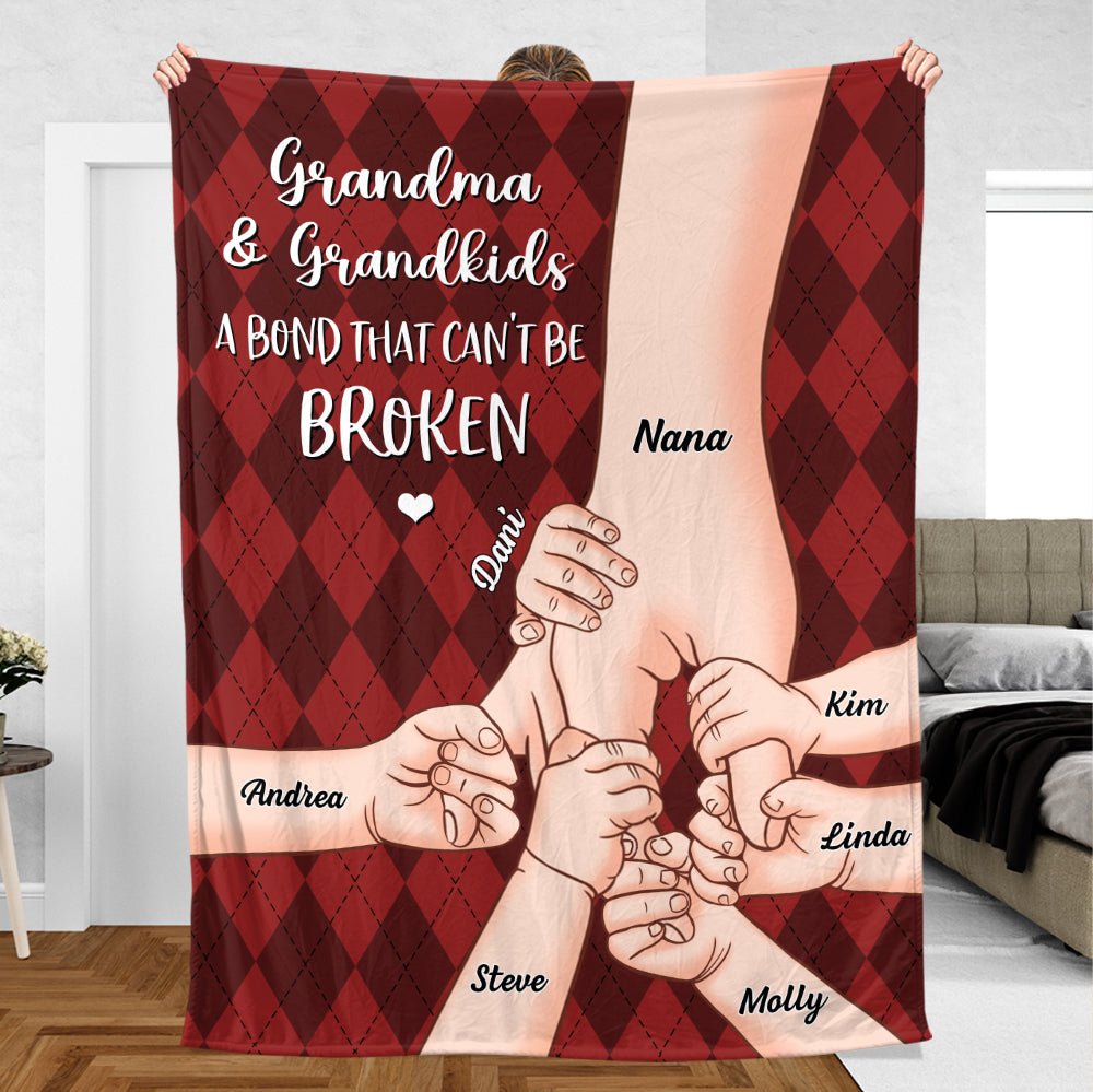 Grandma & Grandkids A Bond That Can't Be Broken - Personalized Blanket - Best Gift For Grandma - Giftago
