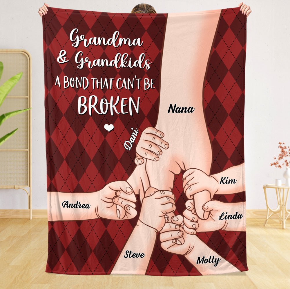 Grandma & Grandkids A Bond That Can't Be Broken - Personalized Blanket - Best Gift For Grandma - Giftago