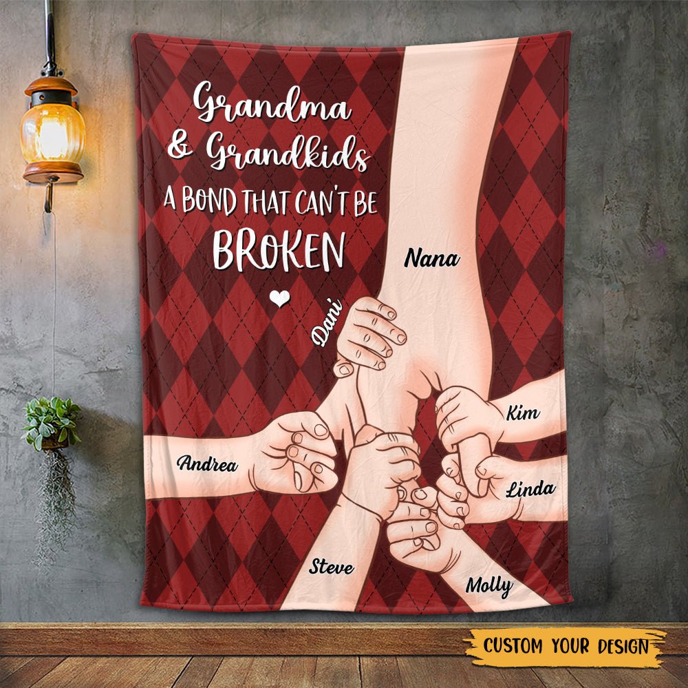 Grandma & Grandkids A Bond That Can't Be Broken - Personalized Blanket - Best Gift For Grandma - Giftago