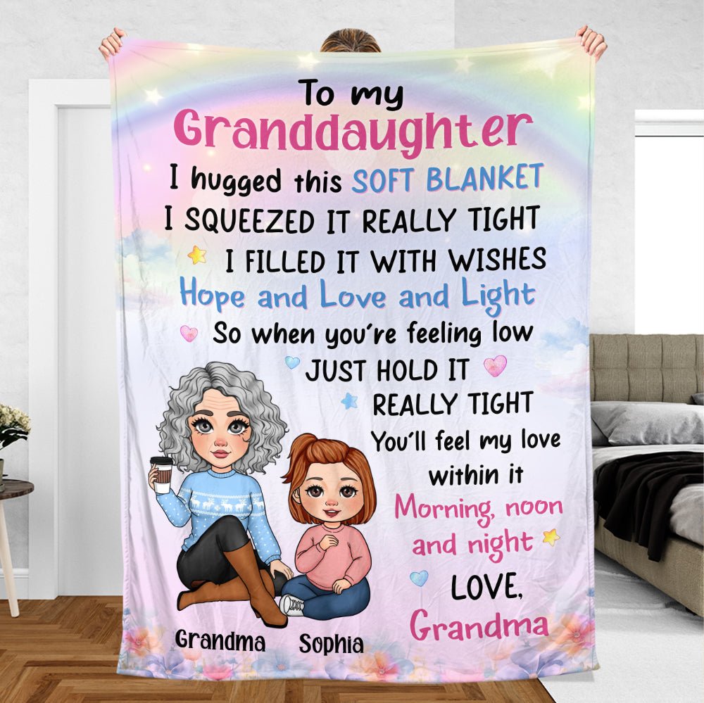 Grandma Mother Hugged This Soft Blanket - Personalized Blanket - Best Gift For Family - Giftago