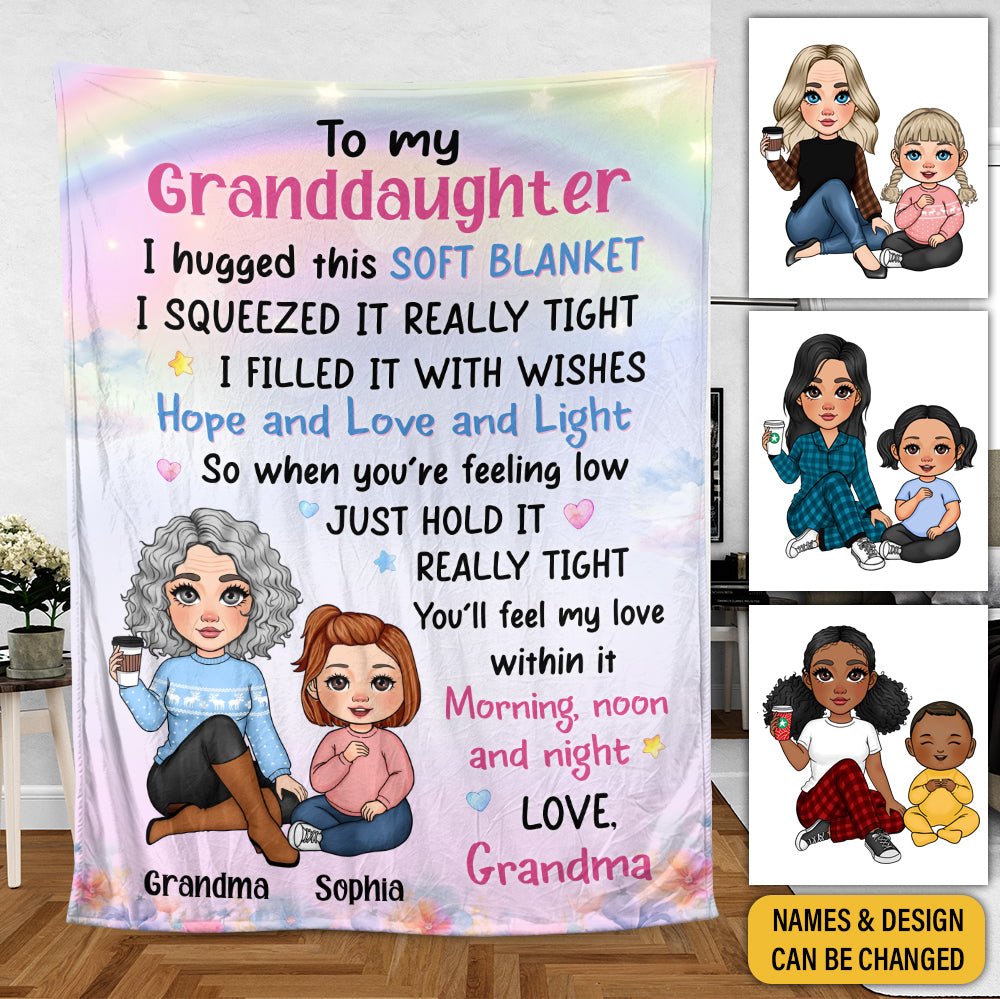 Grandma Mother Hugged This Soft Blanket - Personalized Blanket - Best Gift For Family - Giftago