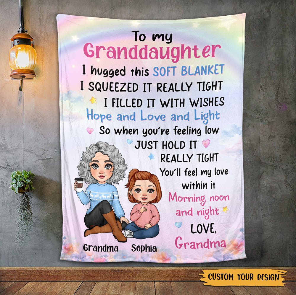 Grandma Mother Hugged This Soft Blanket - Personalized Blanket - Best Gift For Family - Giftago