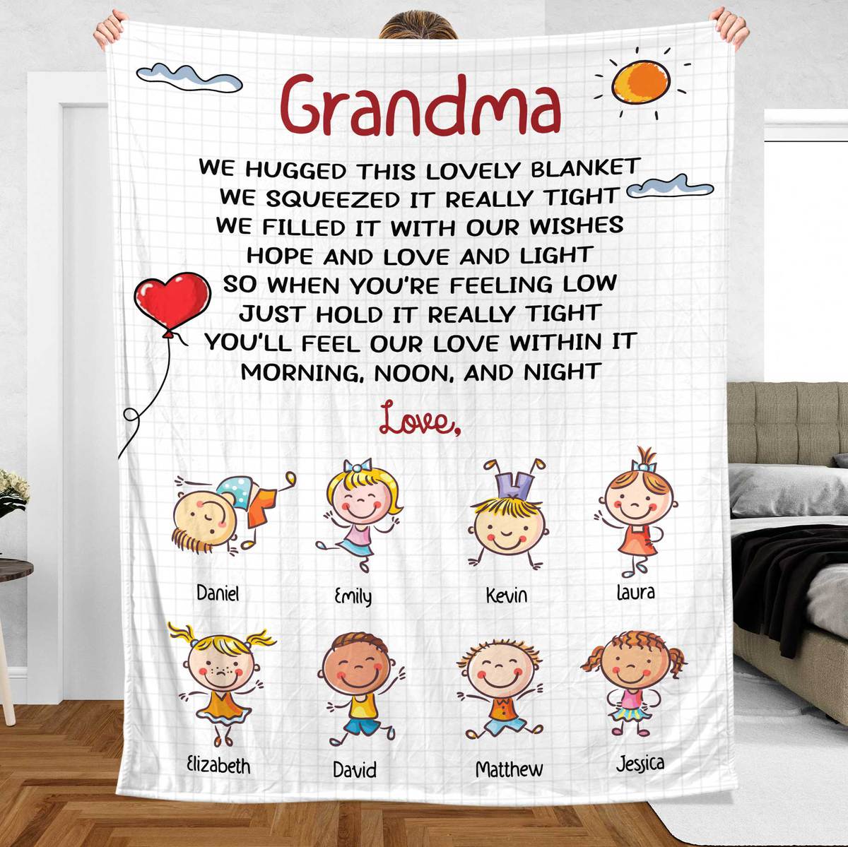 Grandma We Hugged This Blanket - Personalized Blanket - Best Gift For Mother, For Grandma - Giftago