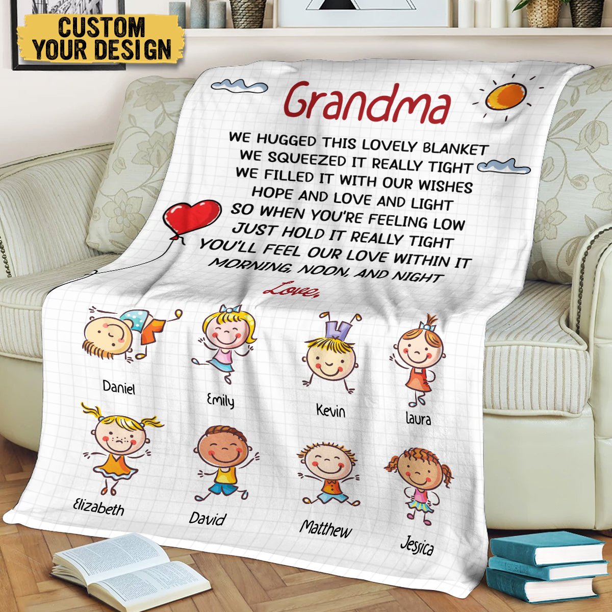 Grandma We Hugged This Blanket - Personalized Blanket - Best Gift For Mother, For Grandma - Giftago