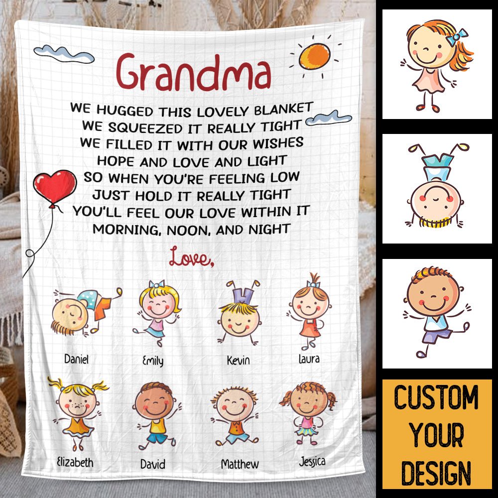 Grandma We Hugged This Blanket - Personalized Blanket - Best Gift For Mother, For Grandma - Giftago