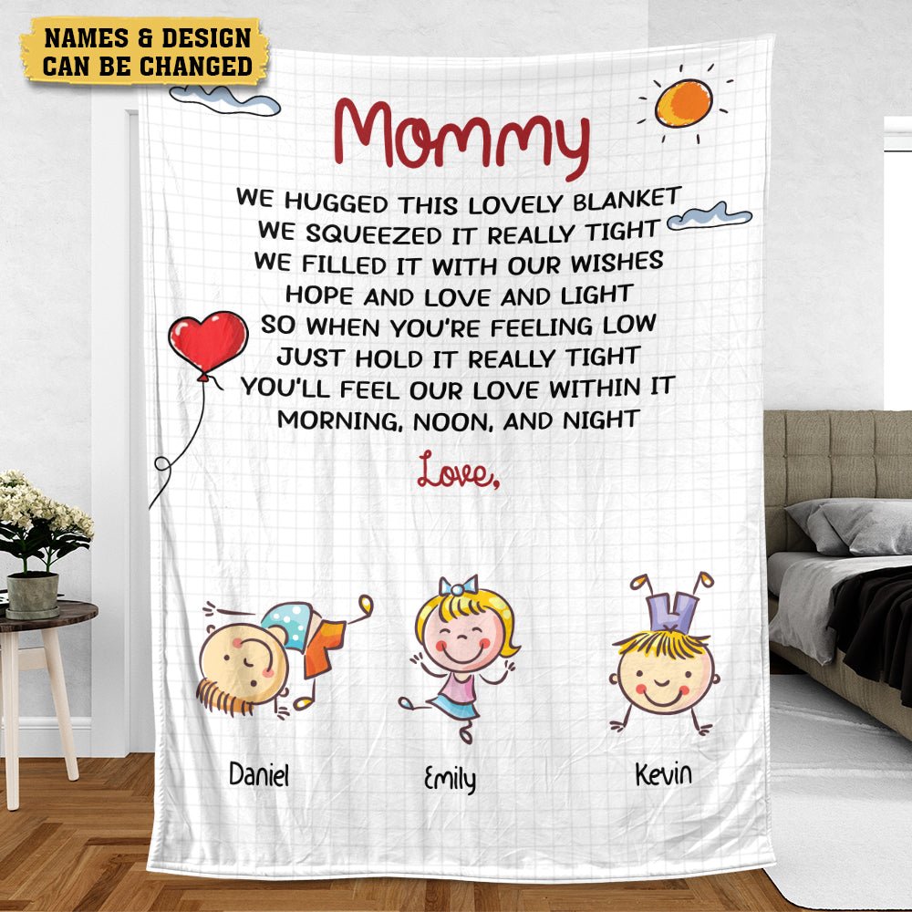 Grandma We Hugged This Blanket - Personalized Blanket - Best Gift For Mother, For Grandma - Giftago