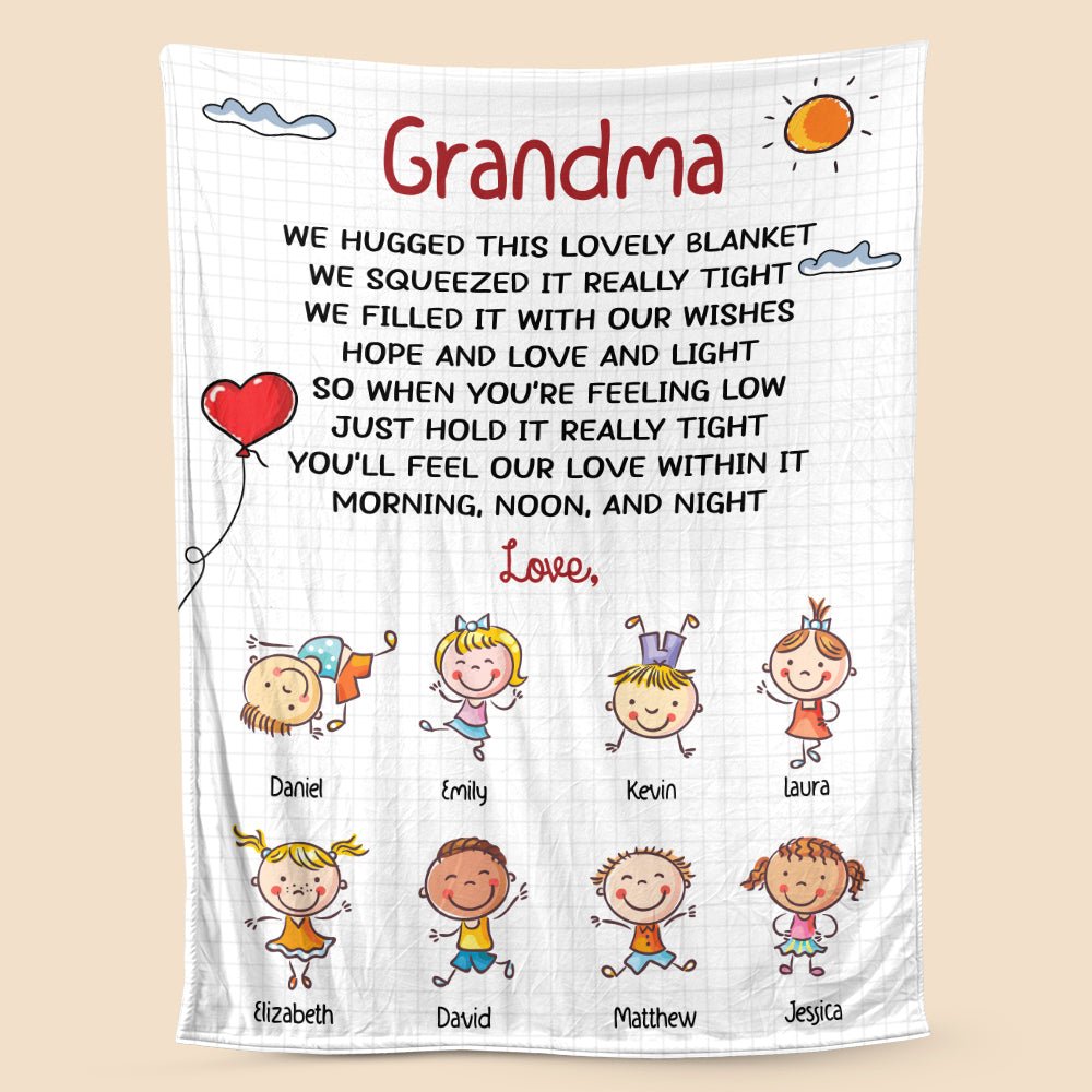 Grandma We Hugged This Blanket - Personalized Blanket - Best Gift For Mother, For Grandma - Giftago