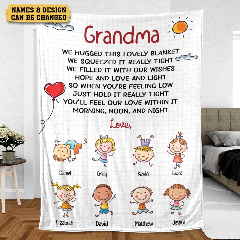 Grandma We Hugged This Blanket - Personalized Blanket - Best Gift For Mother, For Grandma - Giftago