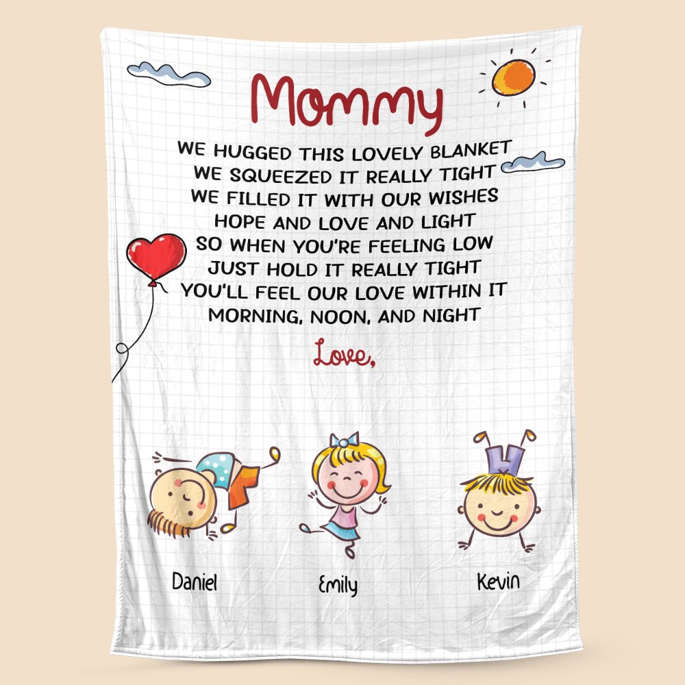 Grandma We Hugged This Blanket - Personalized Blanket - Best Gift For Mother, For Grandma - Giftago
