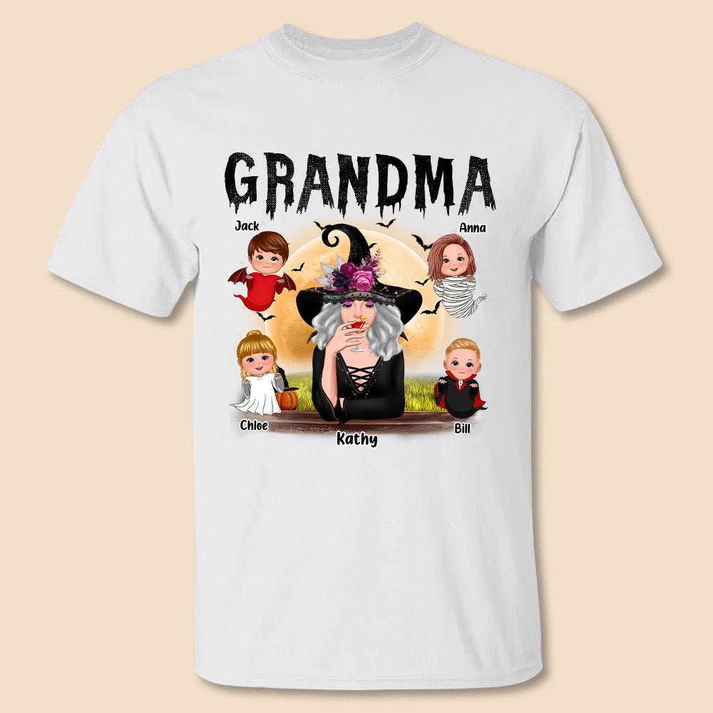 Grandma/Mom With Kids - Personalized T-Shirt/ Hoodie - Best Gift For Halloween, For Family - Giftago
