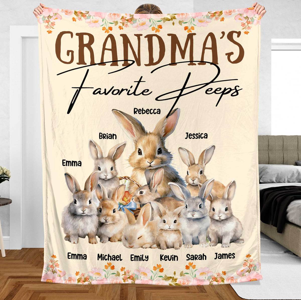 Grandma's Favorite Deeps Rabbit - Personalized Blanket - Best Gift For Mother, For Grandma - Giftago