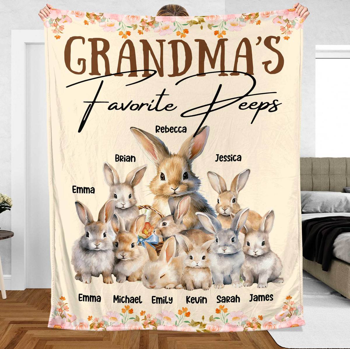Grandma's Favorite Deeps Rabbit - Personalized Blanket - Best Gift For Mother, For Grandma - Giftago