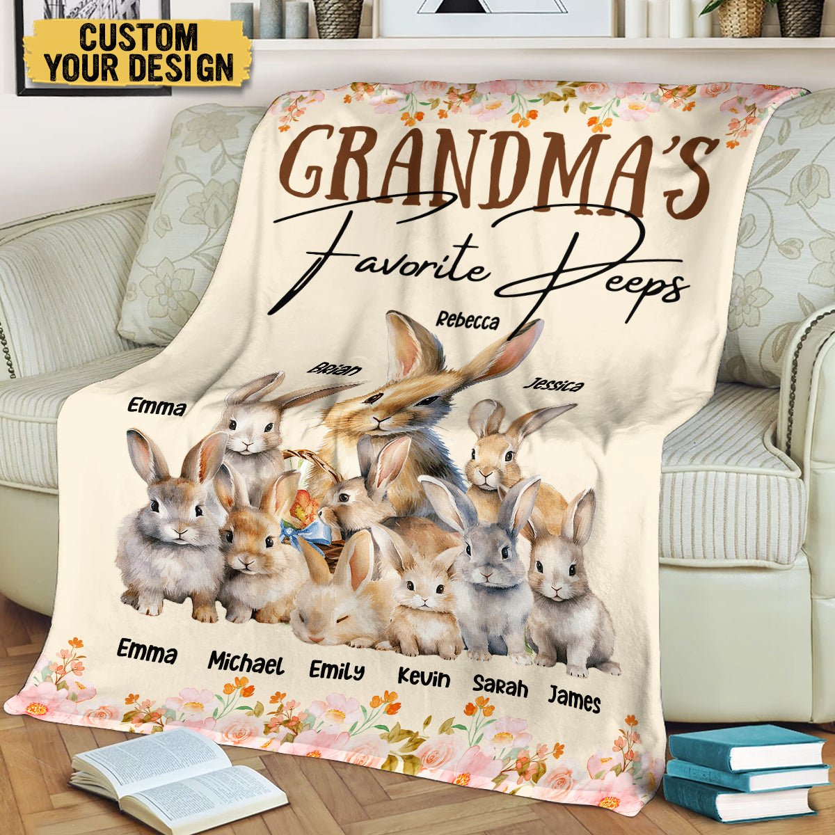 Grandma's Favorite Deeps Rabbit - Personalized Blanket - Best Gift For Mother, For Grandma - Giftago
