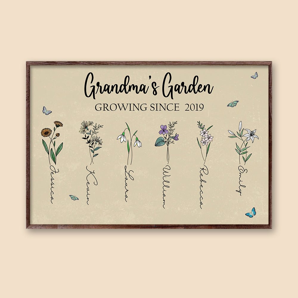 Grandma's Garden Birth Flower - Personalized Poster/Canvas - Best Gift For Grandma - Giftago