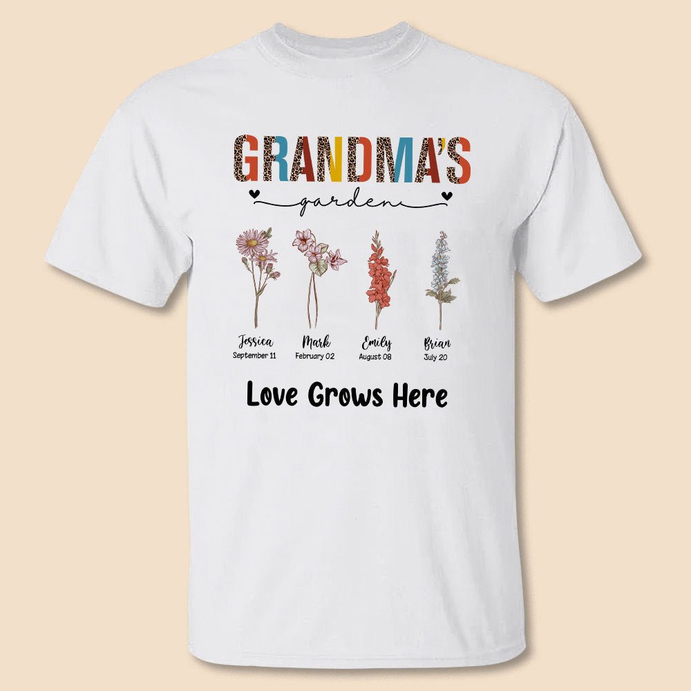 Grandma's Garden Birth Flower - Personalized T-Shirt/ Hoodie - Best Gift For Grandma - Giftago