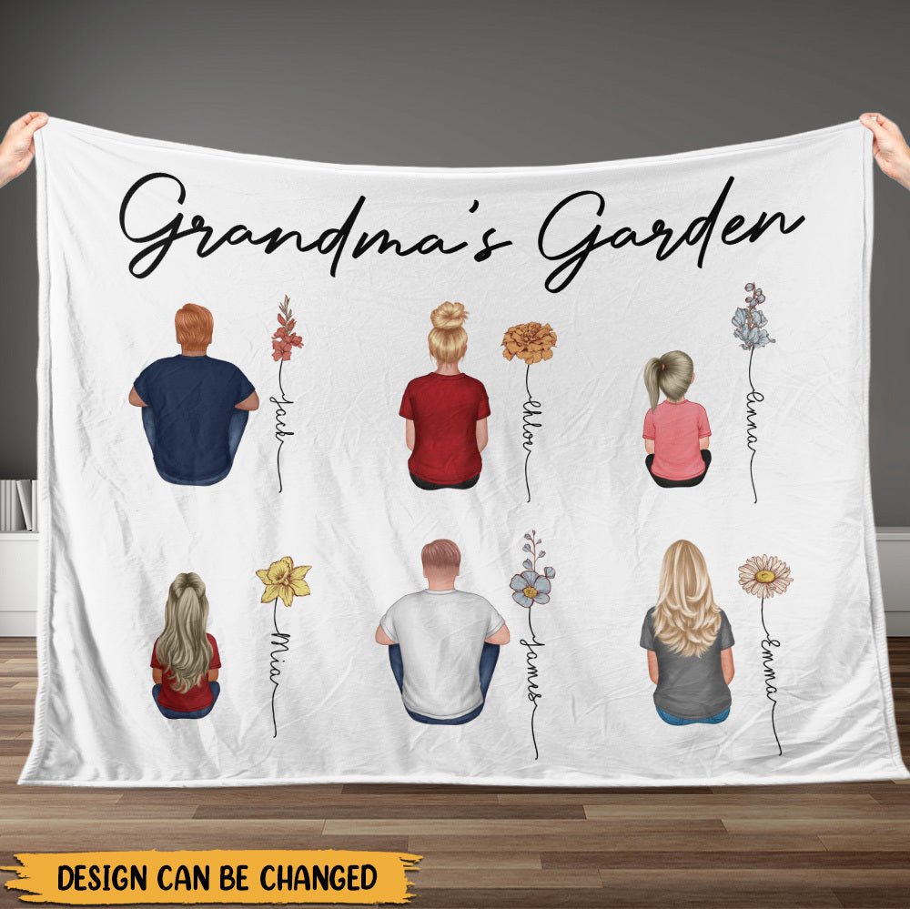 Grandma's Garden Birth Month Flower - Personalized Blanket - Best Gift For Mother, Grandma - Giftago