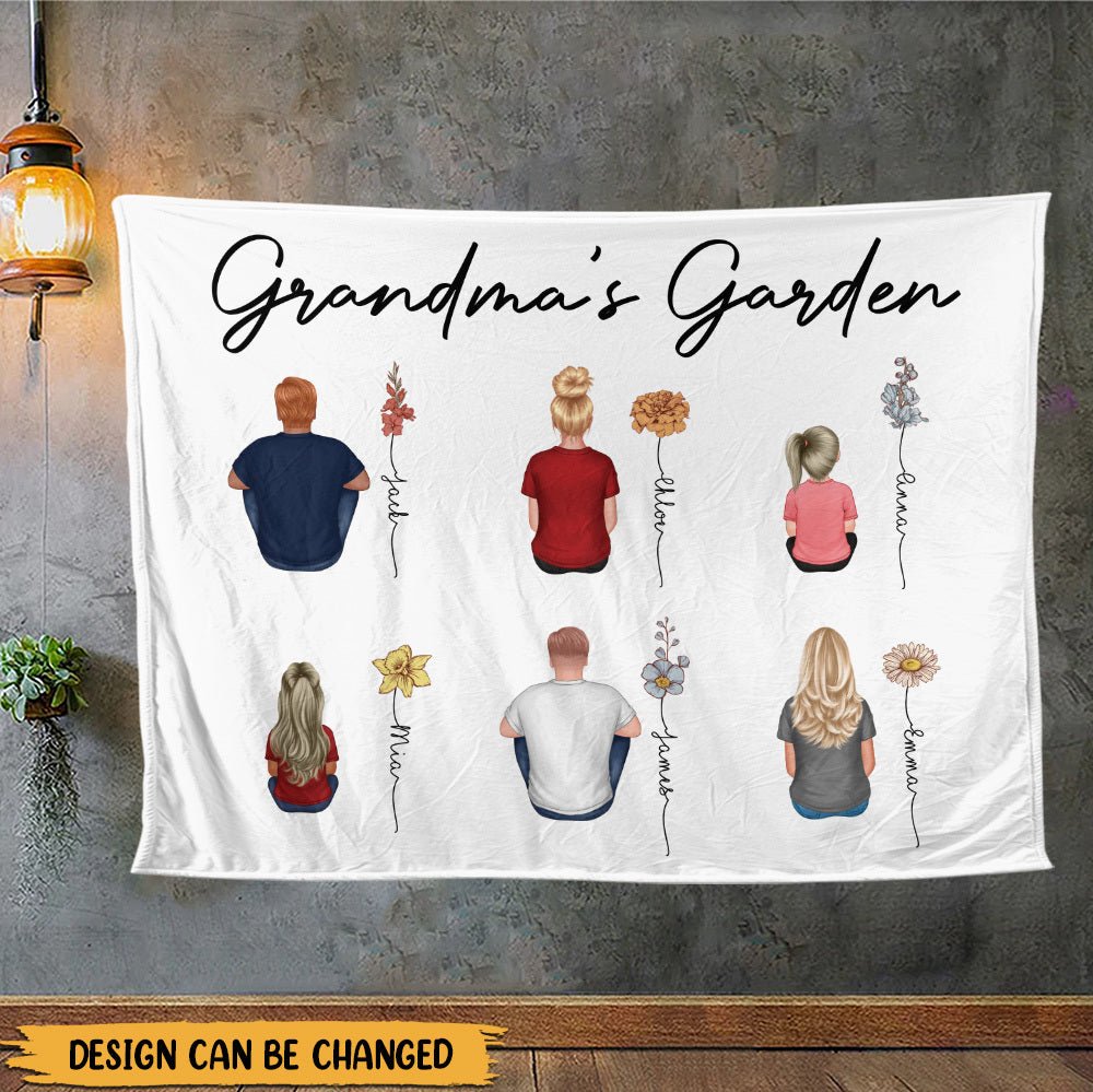 Grandma's Garden Birth Month Flower - Personalized Blanket - Best Gift For Mother, Grandma - Giftago
