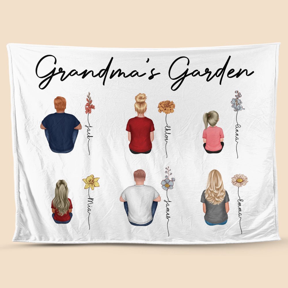 Grandma's Garden Birth Month Flower - Personalized Blanket - Best Gift For Mother, Grandma - Giftago