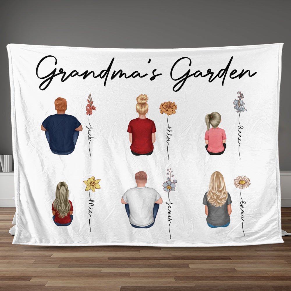 Grandma's Garden Birth Month Flower - Personalized Blanket - Best Gift For Mother, Grandma - Giftago