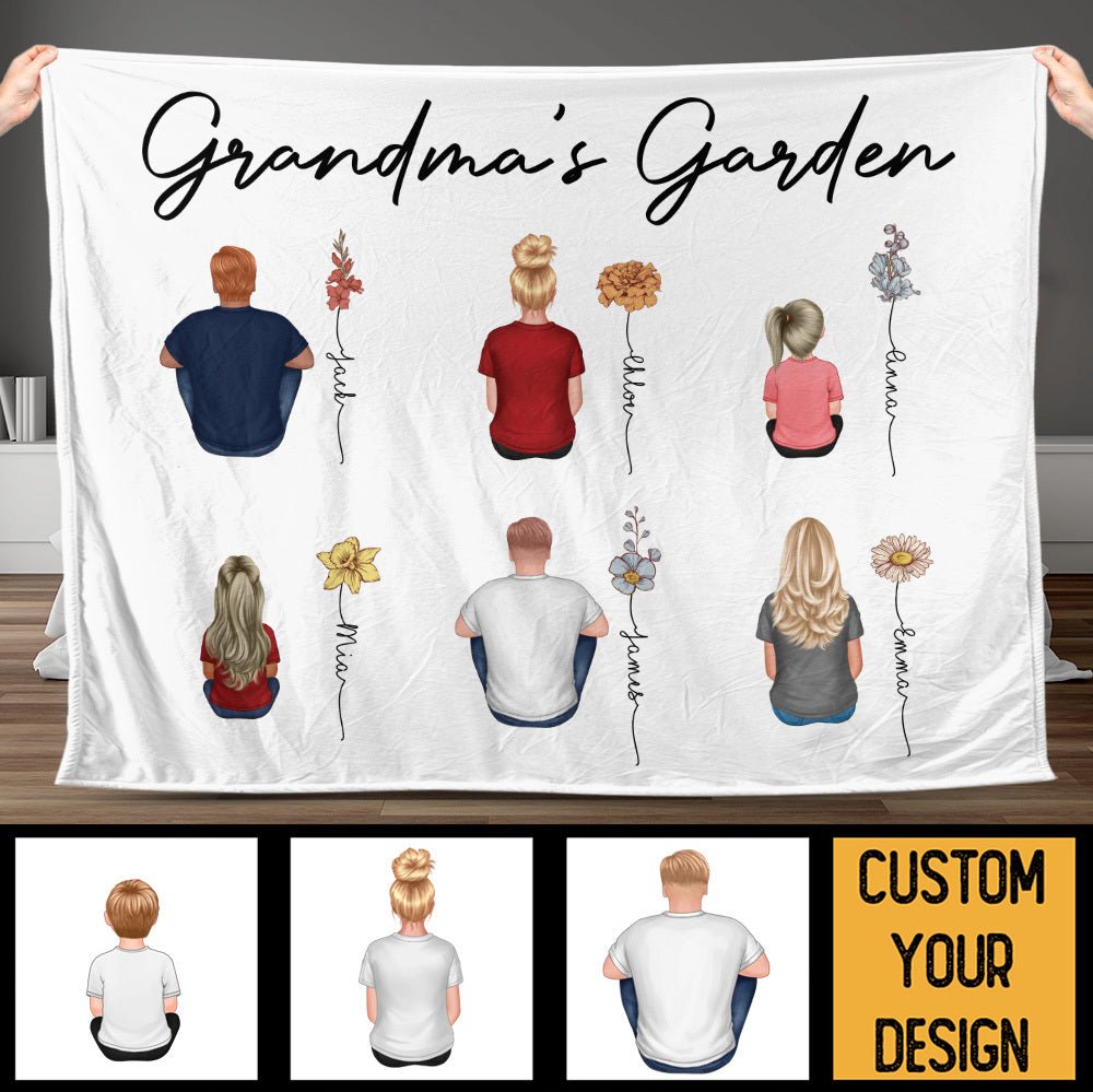 Grandma's Garden Birth Month Flower - Personalized Blanket - Best Gift For Mother, Grandma - Giftago