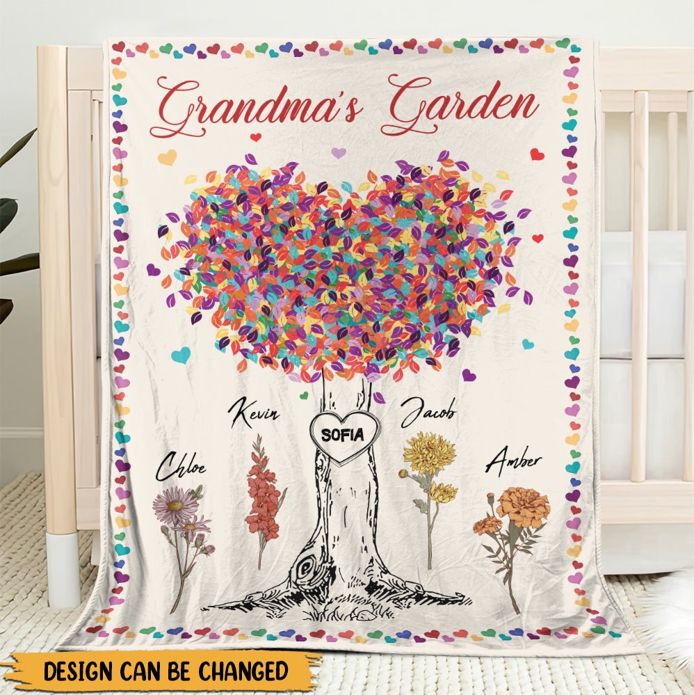 Grandma's Garden Flower Blanket - Personalized Blanket - Giftago