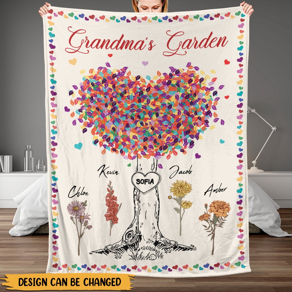 Grandma's Garden Flower Blanket - Personalized Blanket - Giftago