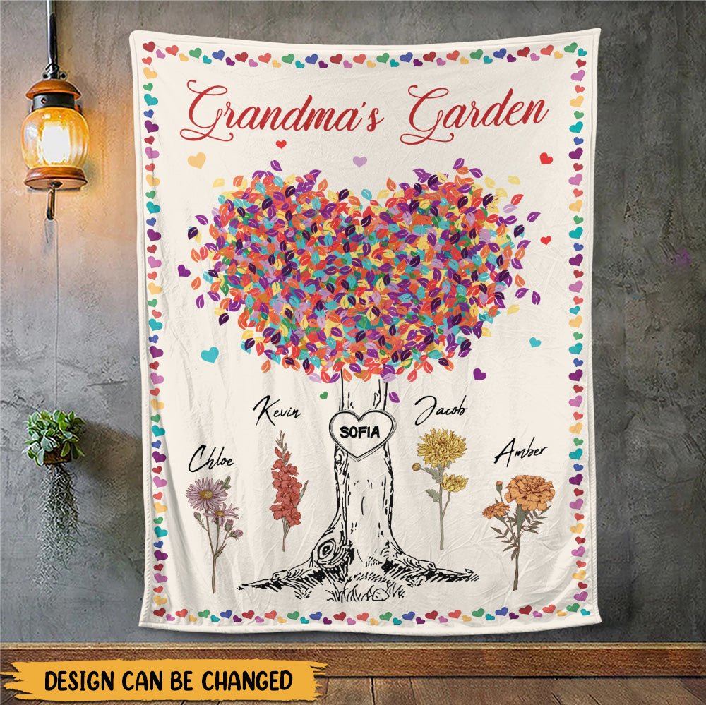 Grandma's Garden Flower Blanket - Personalized Blanket - Giftago