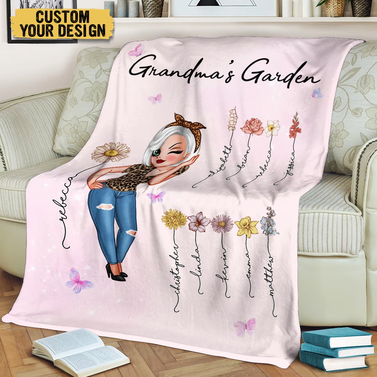 Grandma's Garden - Personalized Blanket - Best Gift For Grandma - Giftago