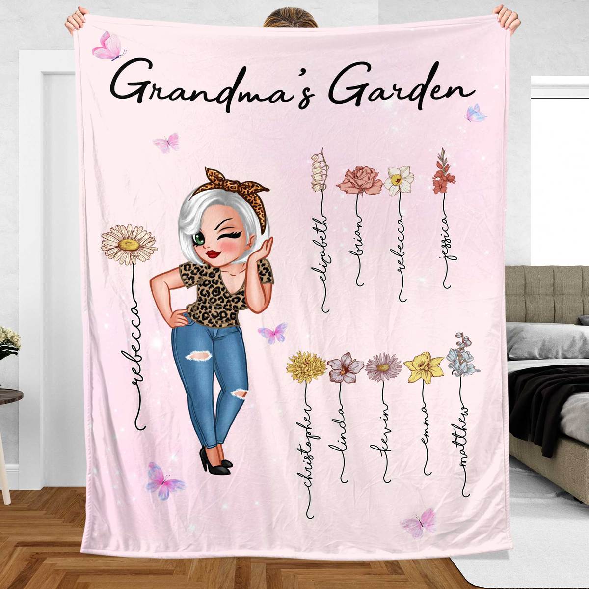 Grandma's Garden - Personalized Blanket - Best Gift For Grandma - Giftago