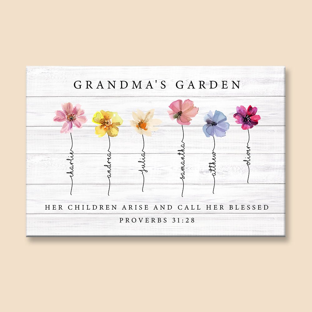 Grandma's Garden - Personalized Canvas - Best Gift For Grandma - Giftago