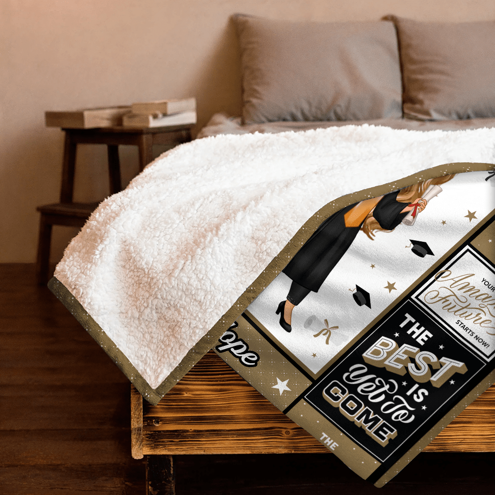 Happy Graduation Girl - Personalized Blanket - Giftago