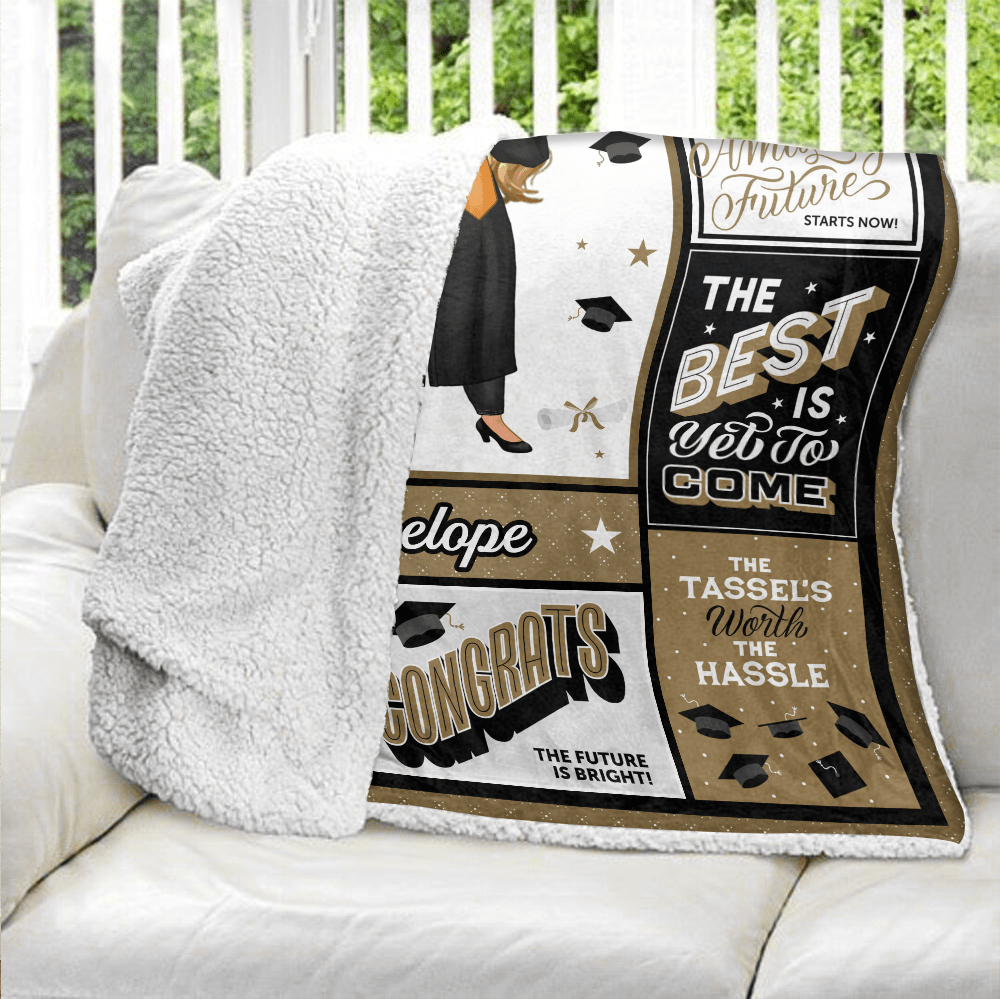 Happy Graduation Girl - Personalized Blanket - Giftago