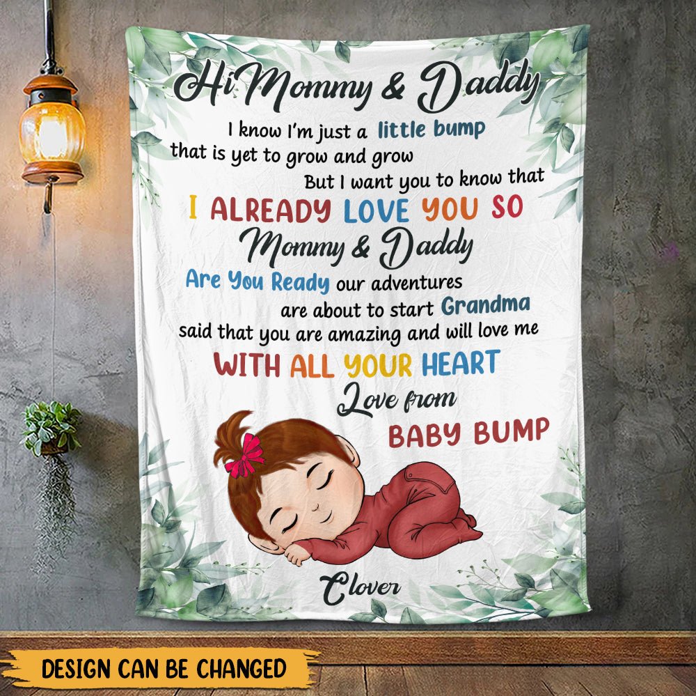 Hi Mommy and Daddy - Personalized Blanket - Giftago