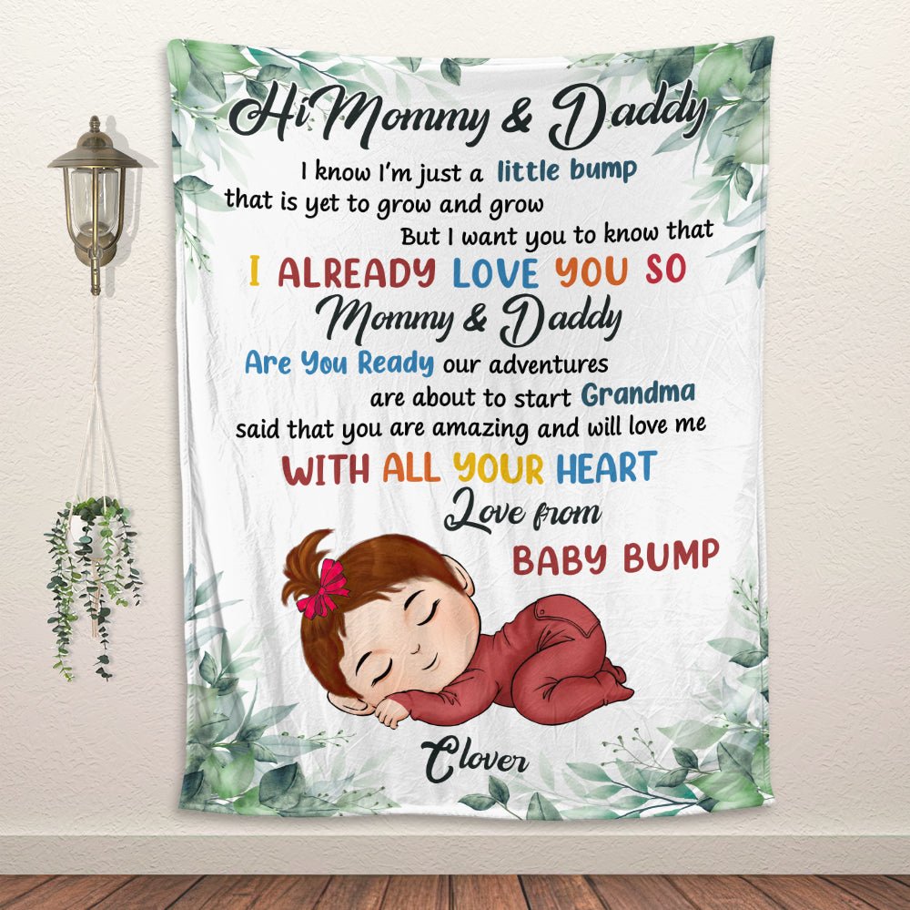 Hi Mommy and Daddy - Personalized Blanket - Giftago