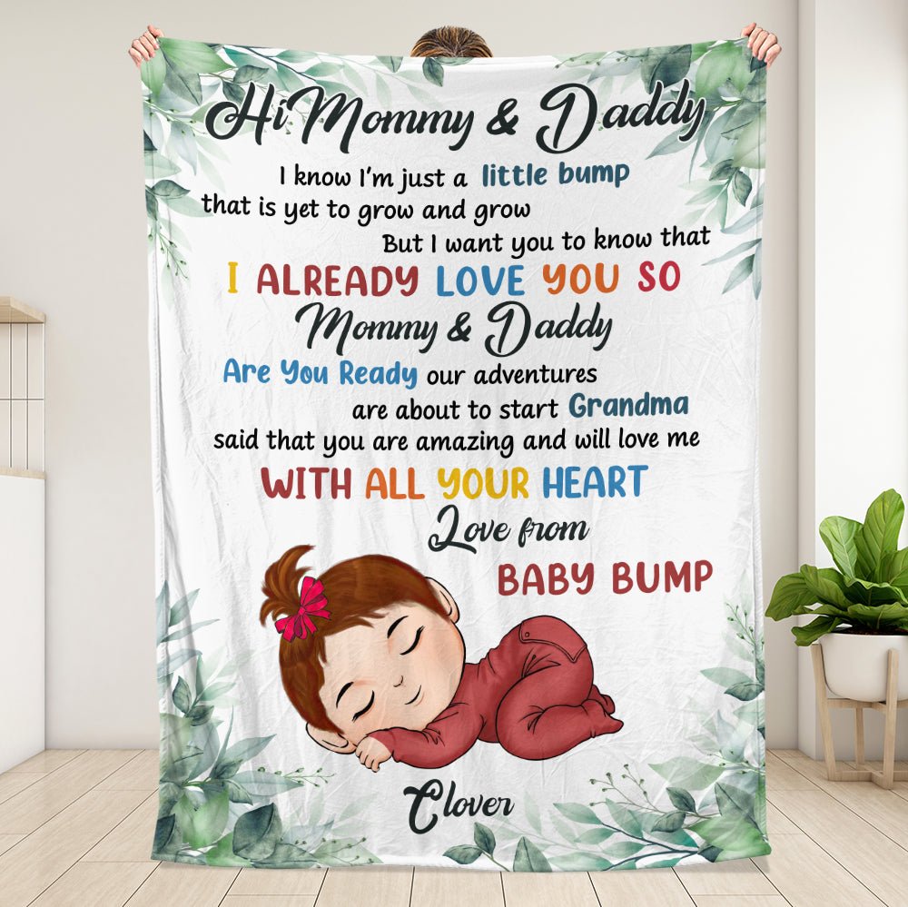 Hi Mommy and Daddy - Personalized Blanket - Giftago