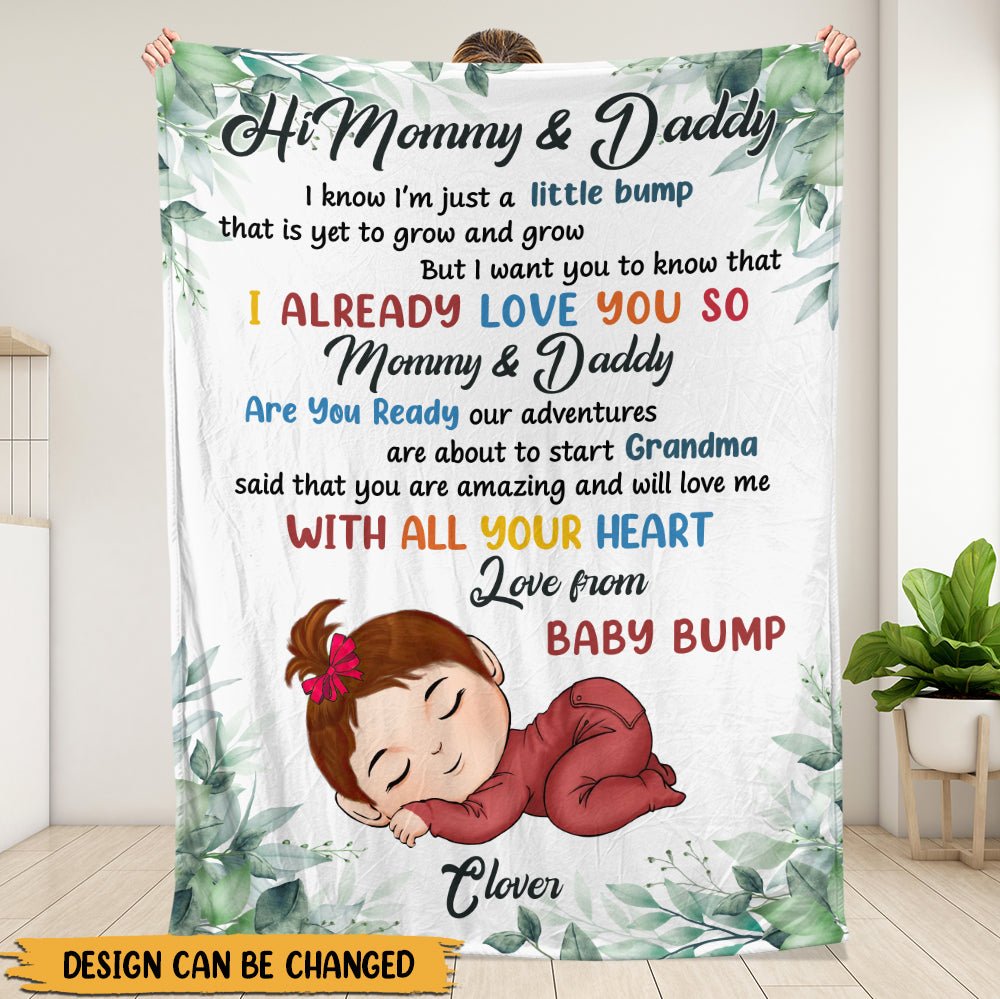 Hi Mommy and Daddy - Personalized Blanket - Giftago