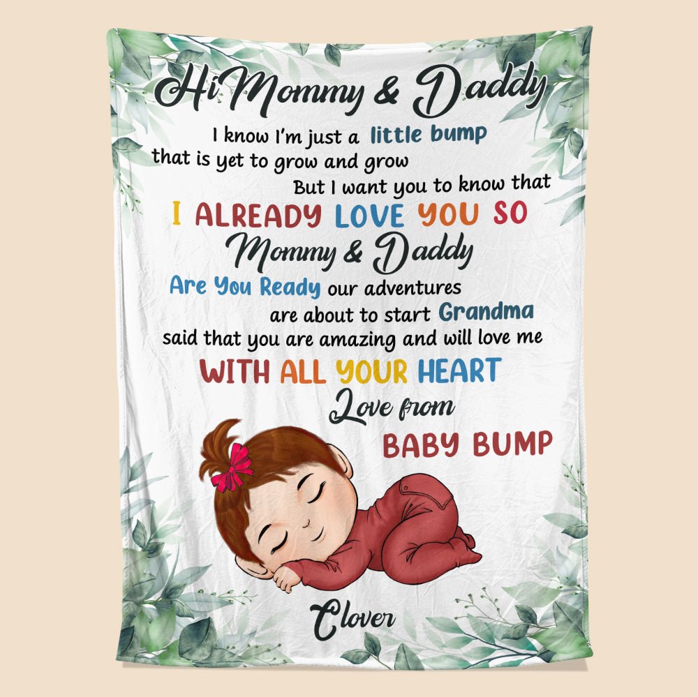 Hi Mommy and Daddy - Personalized Blanket - Giftago