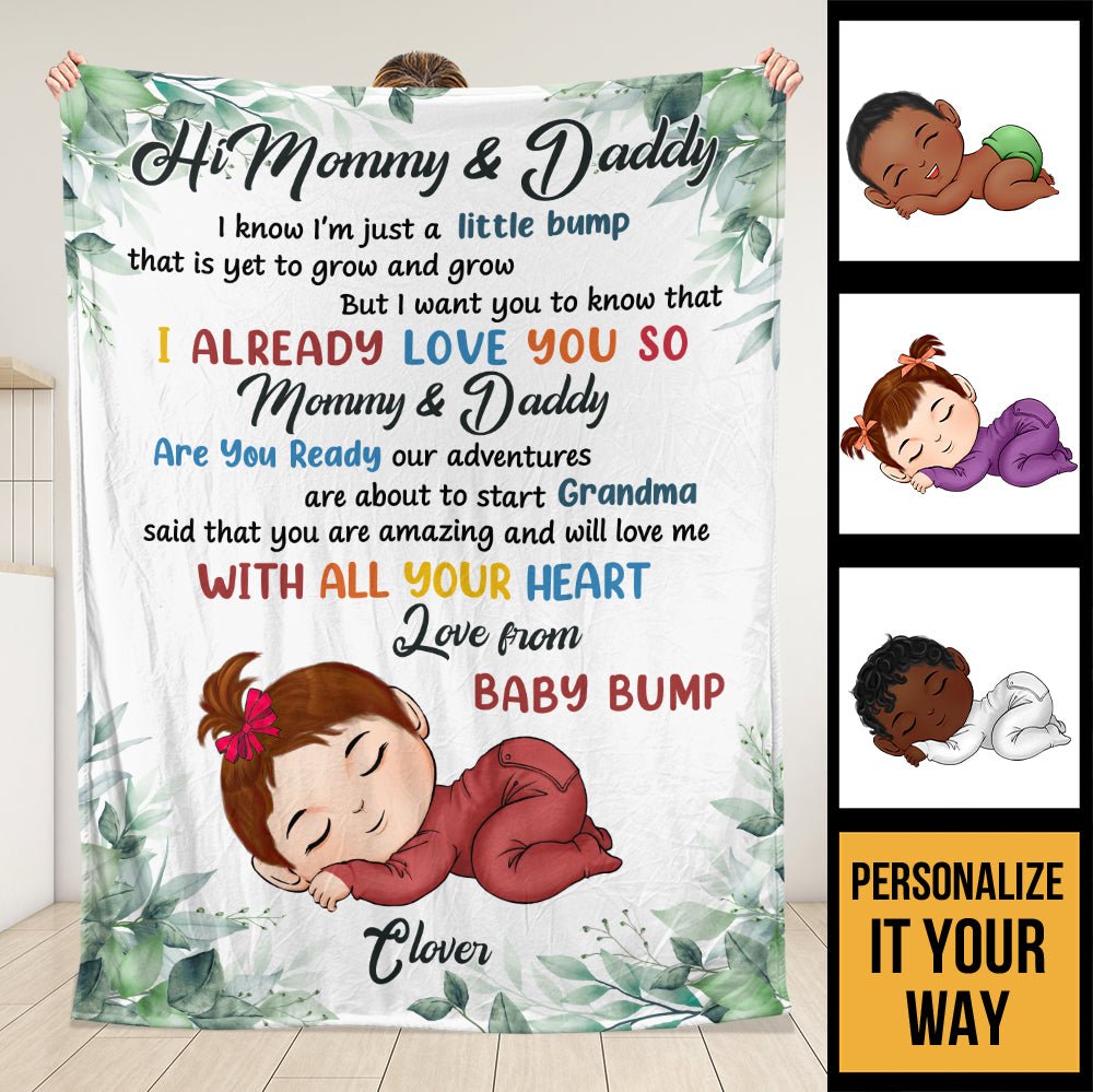 Hi Mommy and Daddy - Personalized Blanket - Giftago