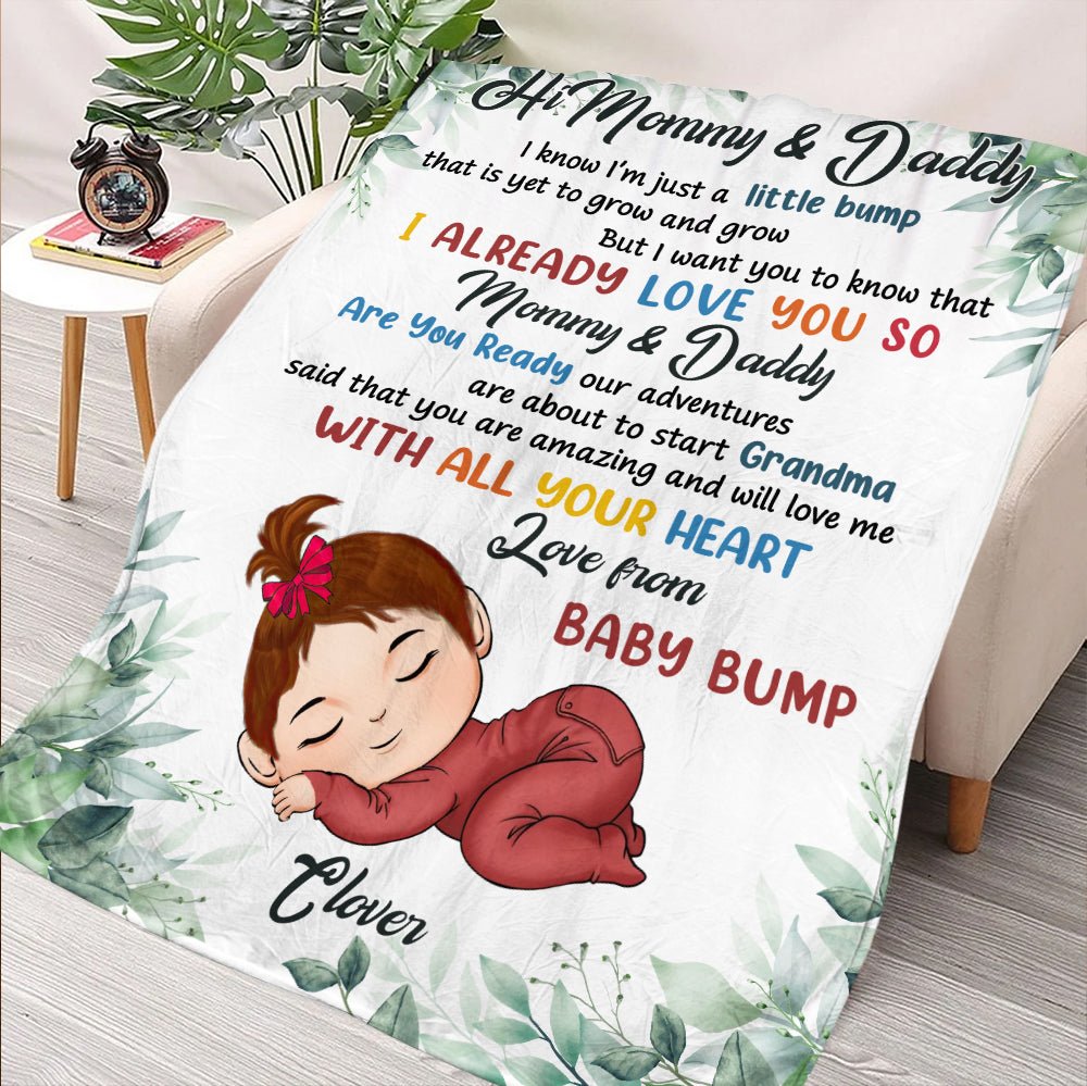 Hi Mommy and Daddy - Personalized Blanket - Giftago