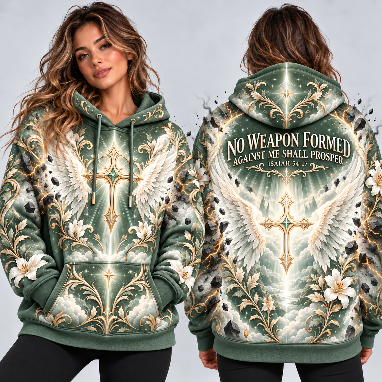 No Weapon Formed – Grace & Protection Sage Isaiah 54:17 Women’s Hoodie