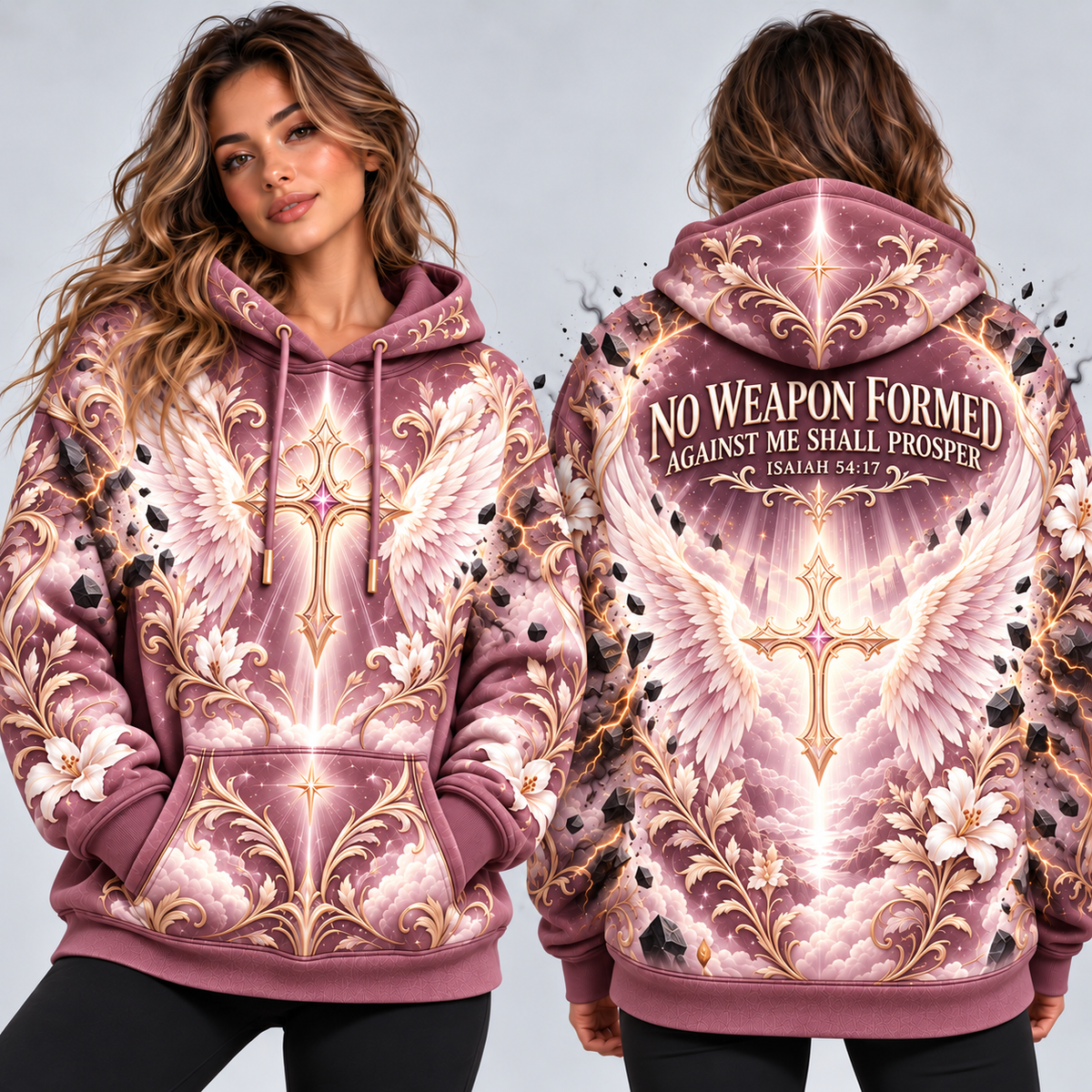No Weapon Formed – Protected Daughter Rose Isaiah 54:17 Women’s Hoodie