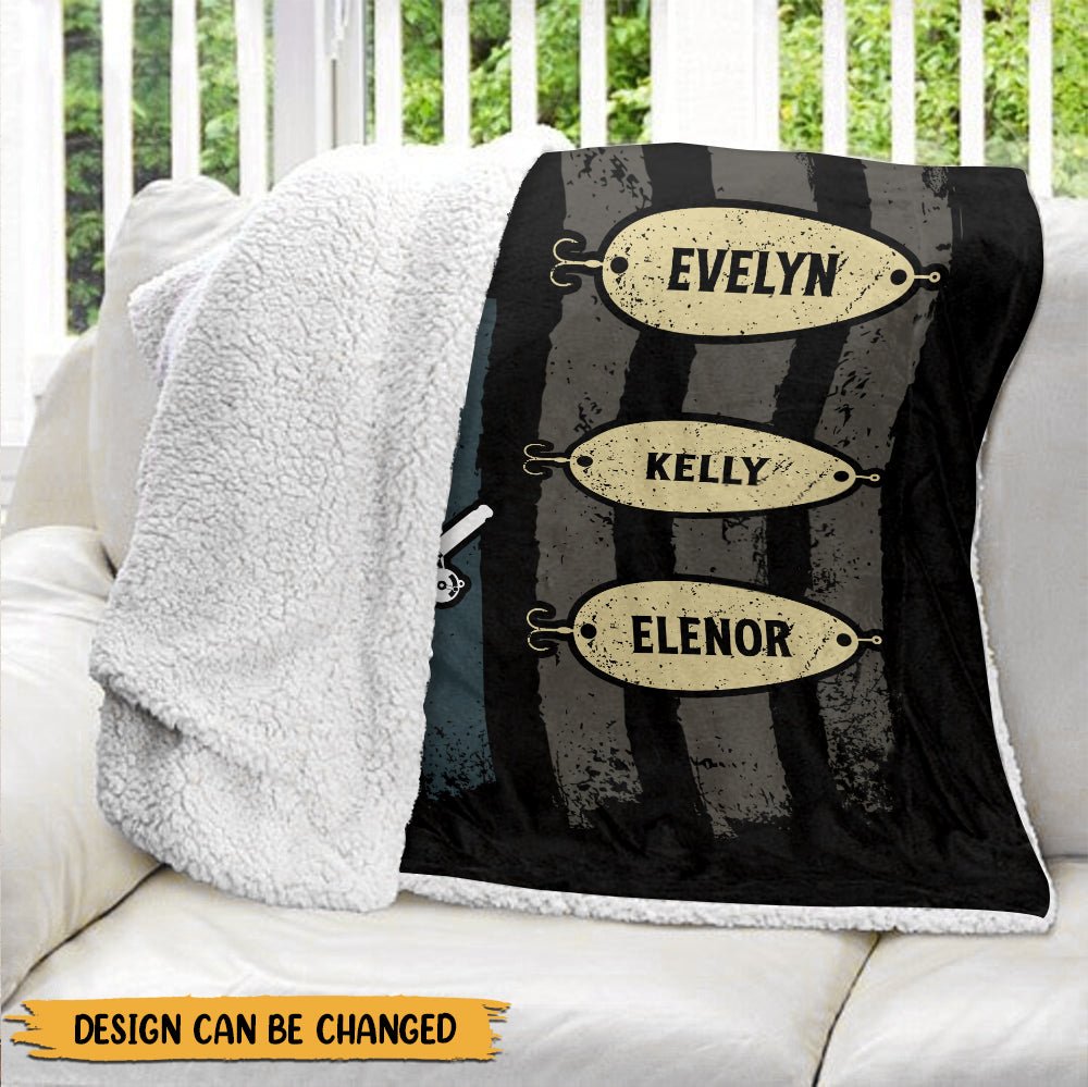 Hooked On Grandpa - Personalized Blanket - Best Gift For Father/ Grandpa - Giftago