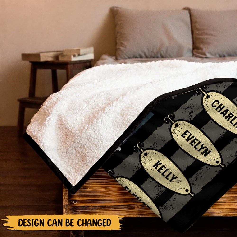 Hooked On Grandpa - Personalized Blanket - Best Gift For Father/ Grandpa - Giftago