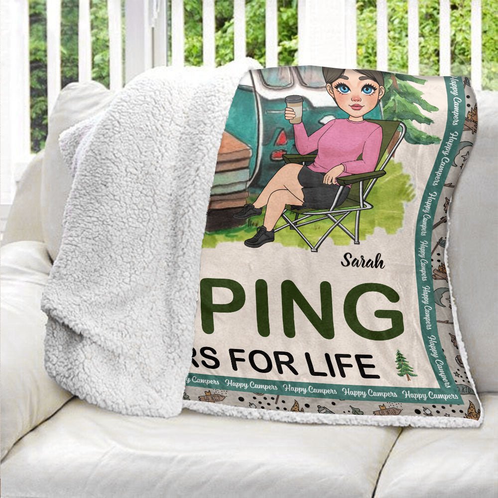 Husband And Wife Camping Life Blanket - Personalized Blanket