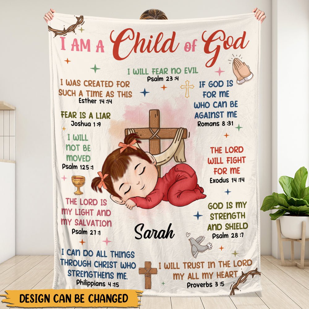 I Am A Child Of God I Will Fear No Evil - Personalized Blanket - Giftago