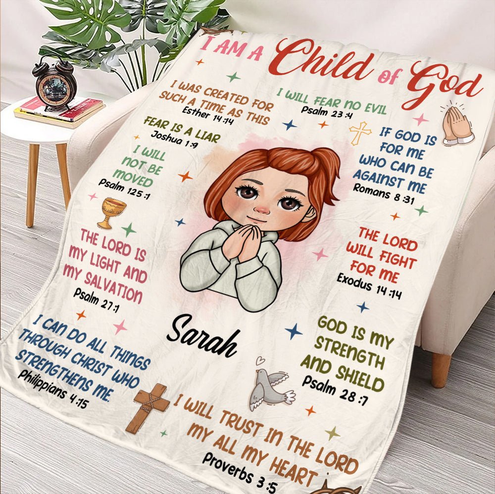 I Am A Child Of God I Will Fear No Evil - Personalized Blanket - Giftago