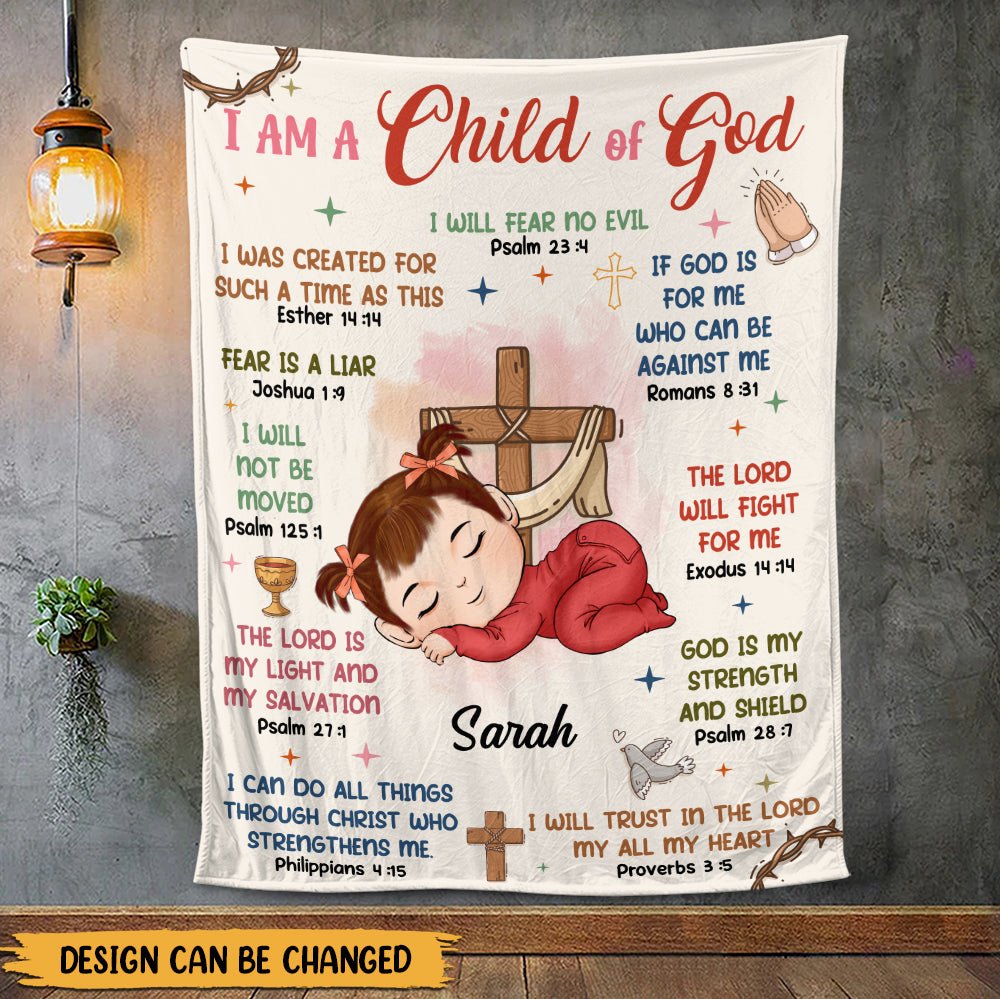 I Am A Child Of God I Will Fear No Evil - Personalized Blanket - Giftago