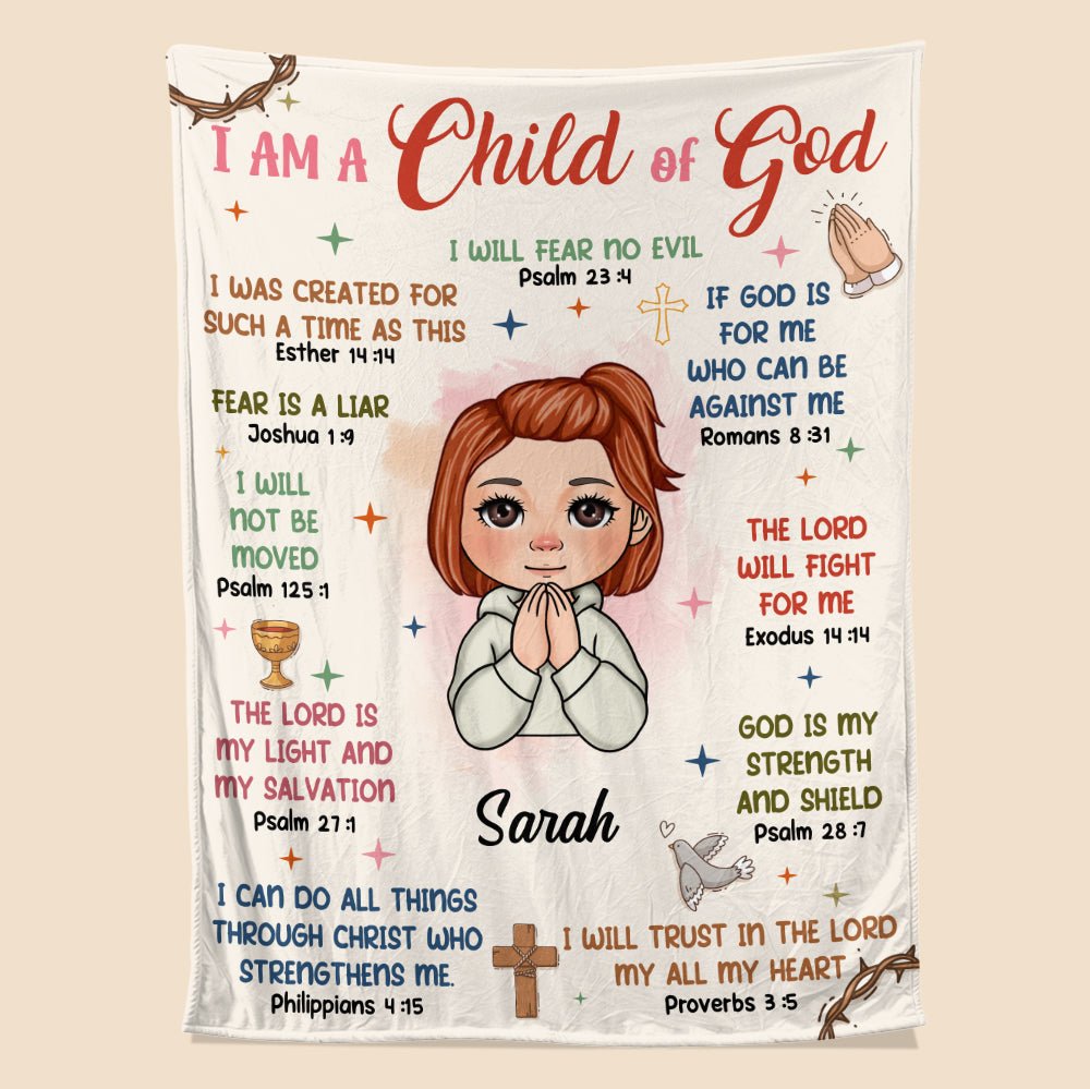 I Am A Child Of God I Will Fear No Evil - Personalized Blanket - Giftago