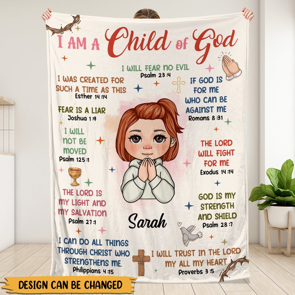 I Am A Child Of God I Will Fear No Evil - Personalized Blanket - Giftago